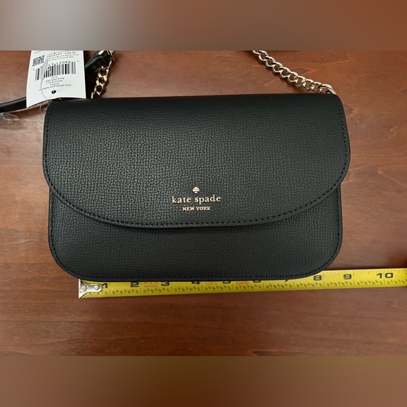 Kate Spade Kristi black leather chain detail  adjustable crossbody bag Msrp  249 - Picture 8 of 15